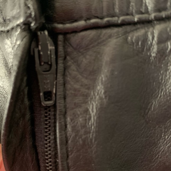 Black Vintage Leather Ranch Skirt with Snap Hidden Zip 31” waist - Picture 3 of 10